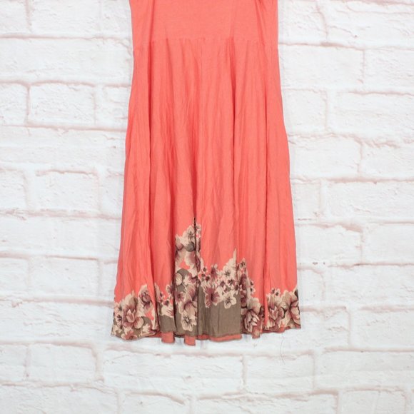 Patagonia Orange Organic Cotton Border Floral Kamala Tank Midi Dress Size M - Picture 6 of 9